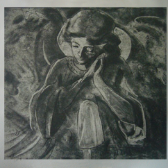 Stone angel, soft ground etching
