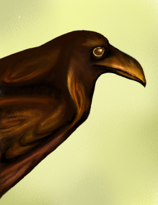 Wooden raven from Below